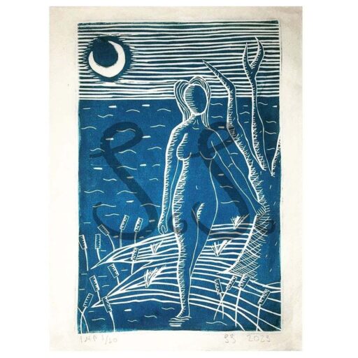Naiad in Acheloos river – limited edition handmade print