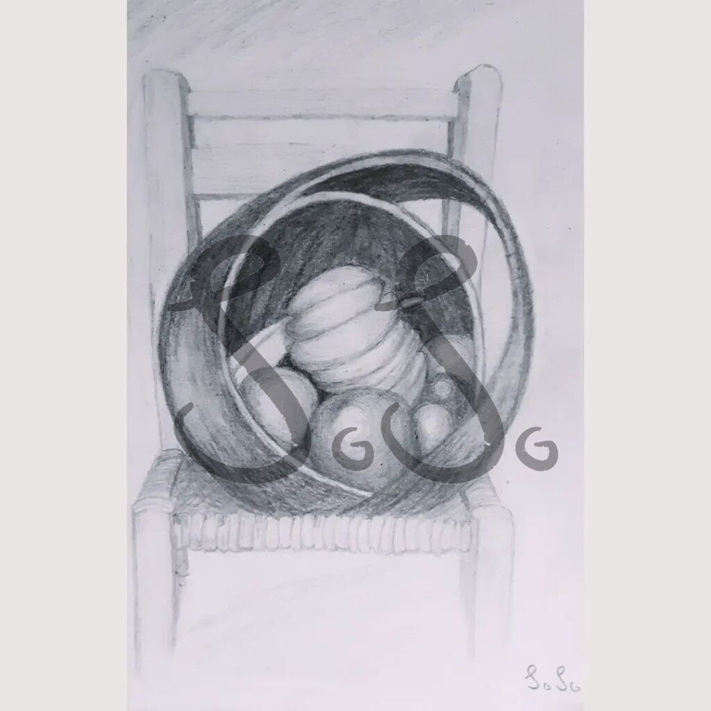 Chair with fruits still life