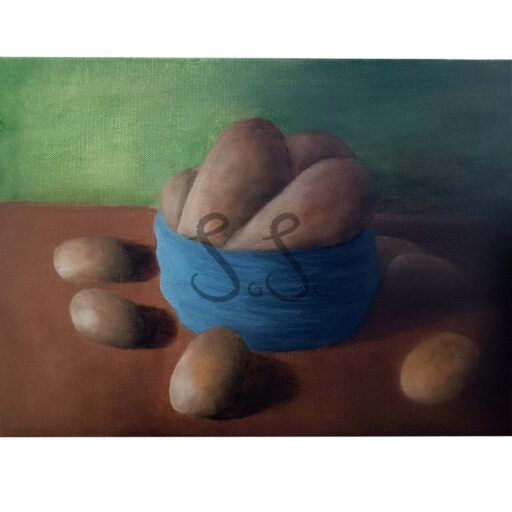 Basket of potatoes – Oil painting on canvas 40cm x 30cm